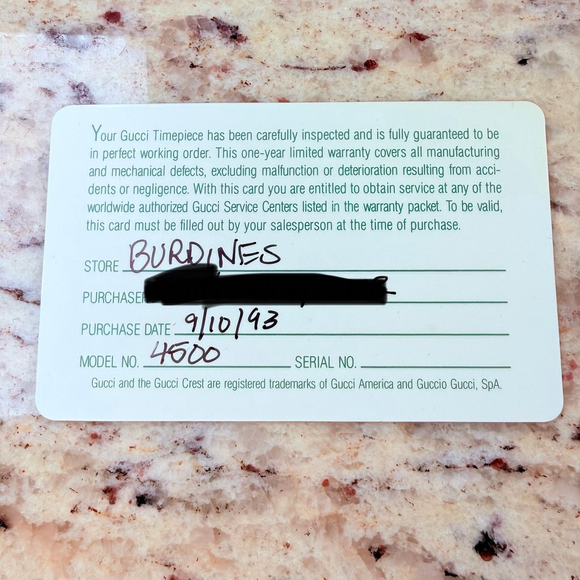 GUCCI Ladies 18K Gold Plated 4500L Swiss Watch VTG Box Papers Receipt BNIB 90's - Picture 13 of 13